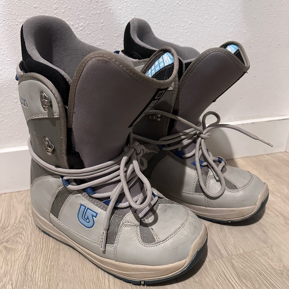 Burton Gray and Blue Women's Snowboard Boots